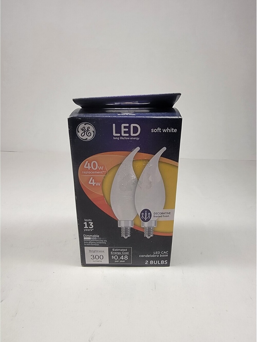 2-Pack GE LED CAM Dimmable 4W Replace 40W Bulbs Decorative Frosted Finish